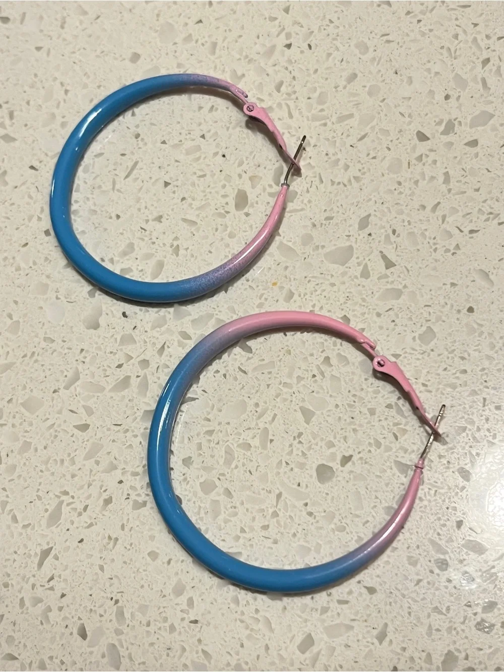 Minimalist Versatile pink blue Hoop Earrings